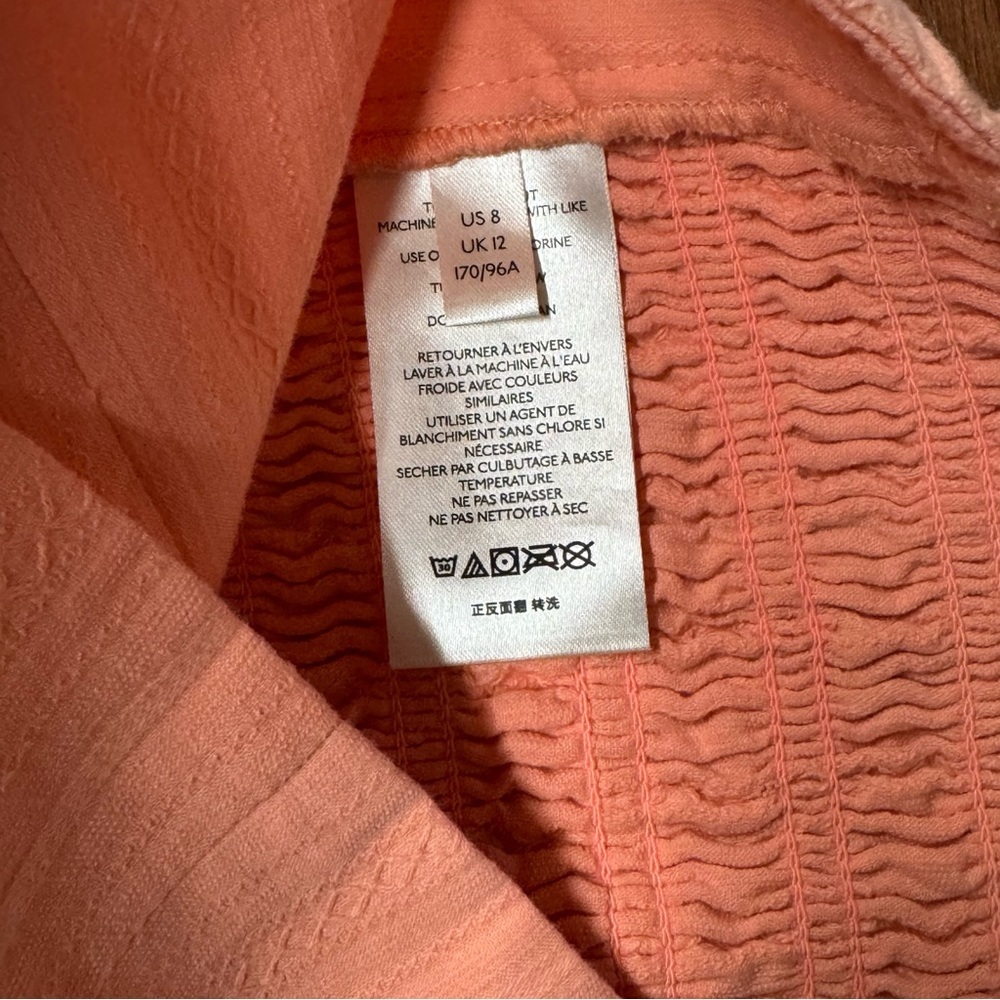 Free People Orange Tie Front Tank Top | Size L (8) | Smocked Back - Picture 6 of 8